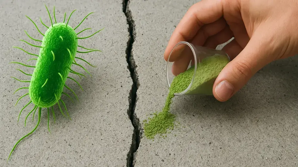 Concreto auto-regenerativo com bactérias cicatrizantes