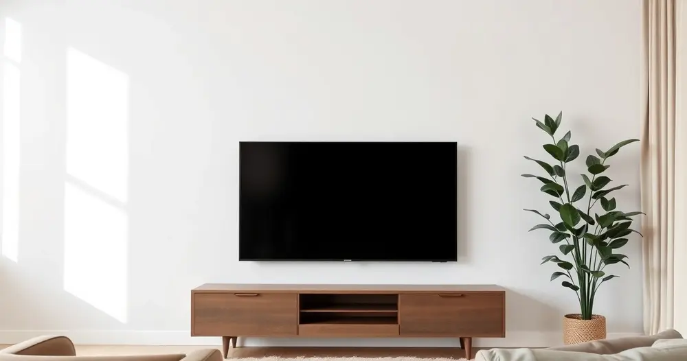 Televisão smart exibindo a tela inicial com ícones de aplicativos