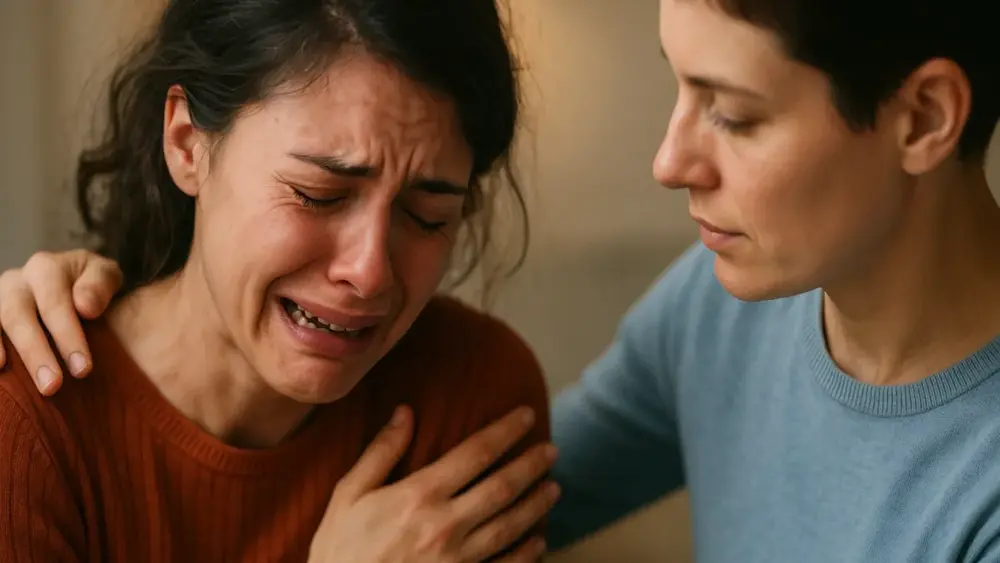 Sonhar com uma pessoa conhecida chorando muito: consolo