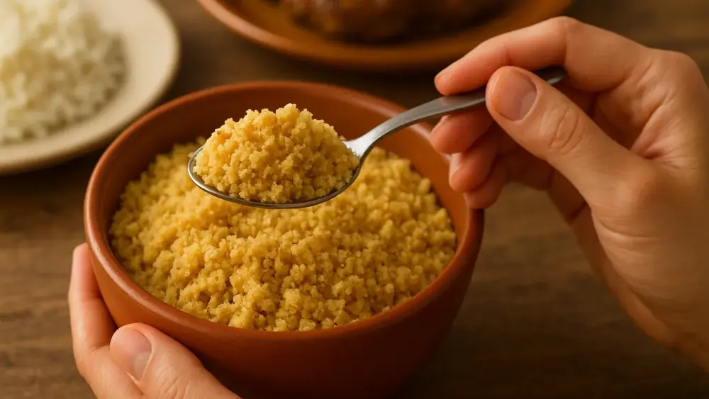 Sonhar comendo farofa: simplicidade, fartura e afeto